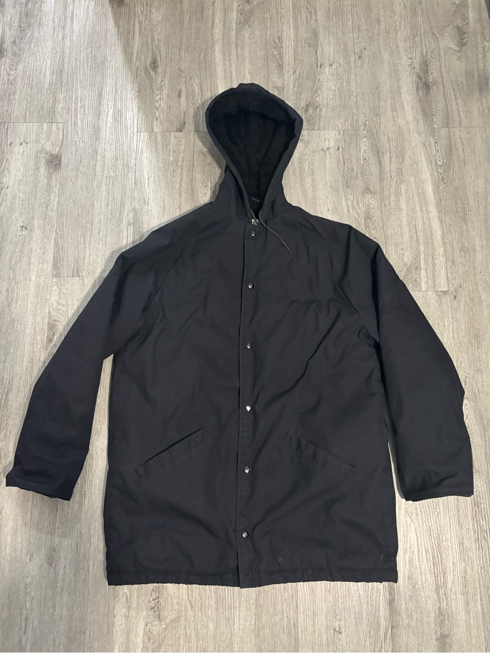 Men's Black Hooded Parka Jacket